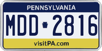 PA license plate MDD2816