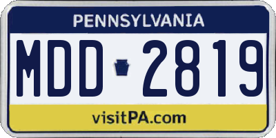 PA license plate MDD2819
