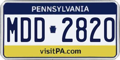 PA license plate MDD2820
