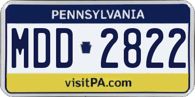 PA license plate MDD2822