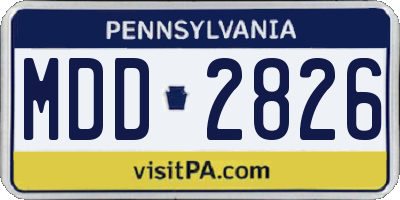 PA license plate MDD2826