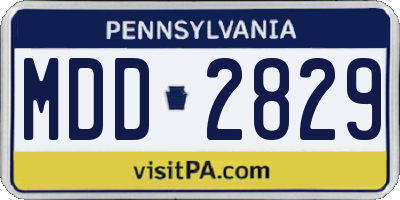 PA license plate MDD2829