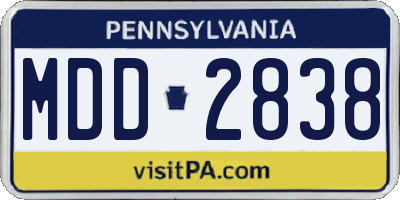 PA license plate MDD2838