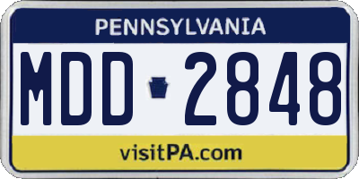 PA license plate MDD2848