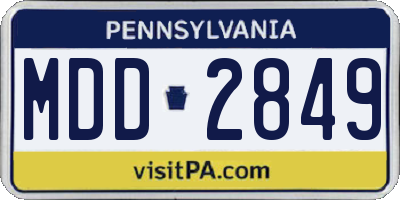 PA license plate MDD2849