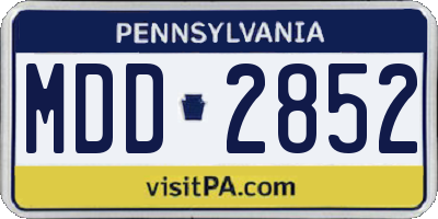 PA license plate MDD2852