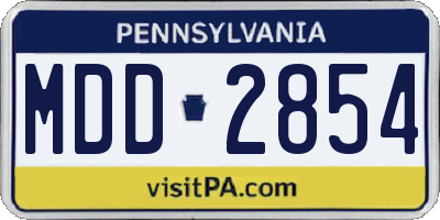 PA license plate MDD2854