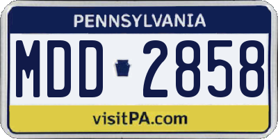 PA license plate MDD2858