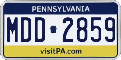 PA license plate MDD2859