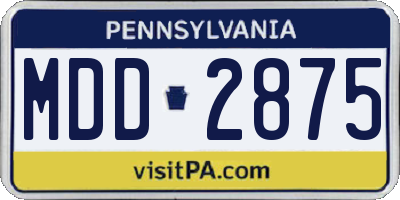 PA license plate MDD2875