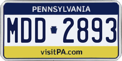 PA license plate MDD2893