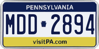 PA license plate MDD2894