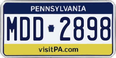 PA license plate MDD2898