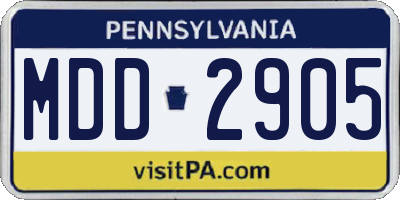PA license plate MDD2905