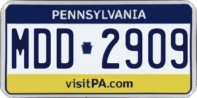 PA license plate MDD2909