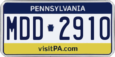 PA license plate MDD2910