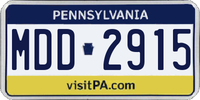 PA license plate MDD2915