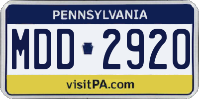 PA license plate MDD2920