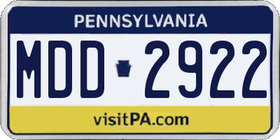 PA license plate MDD2922
