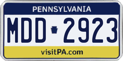 PA license plate MDD2923