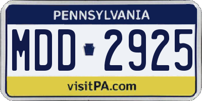PA license plate MDD2925