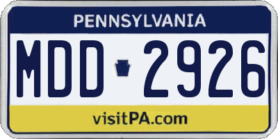 PA license plate MDD2926