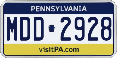 PA license plate MDD2928
