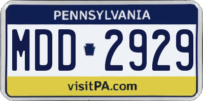 PA license plate MDD2929