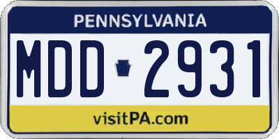 PA license plate MDD2931