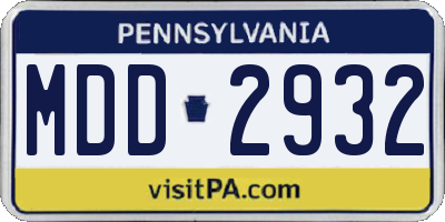 PA license plate MDD2932