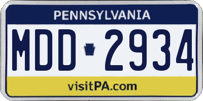 PA license plate MDD2934