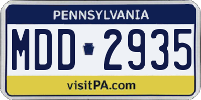 PA license plate MDD2935