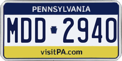 PA license plate MDD2940