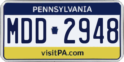 PA license plate MDD2948