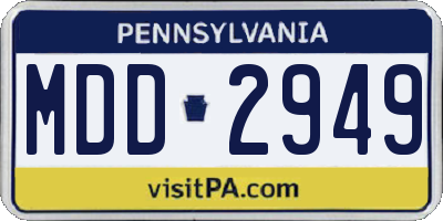 PA license plate MDD2949