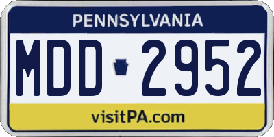 PA license plate MDD2952