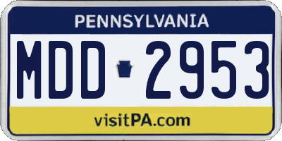 PA license plate MDD2953