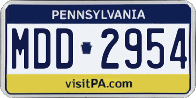PA license plate MDD2954