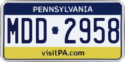 PA license plate MDD2958