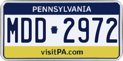 PA license plate MDD2972