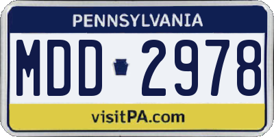PA license plate MDD2978