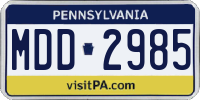 PA license plate MDD2985