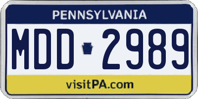 PA license plate MDD2989