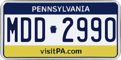 PA license plate MDD2990