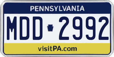 PA license plate MDD2992