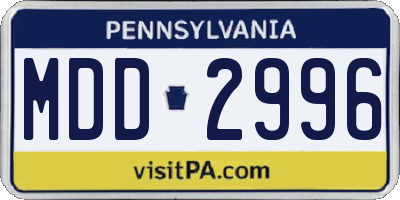 PA license plate MDD2996