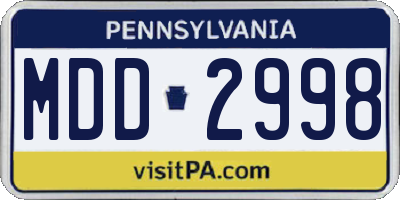 PA license plate MDD2998