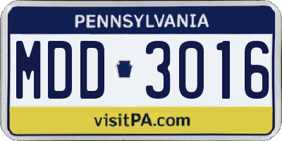 PA license plate MDD3016