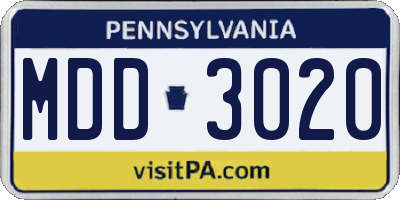 PA license plate MDD3020
