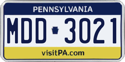 PA license plate MDD3021
